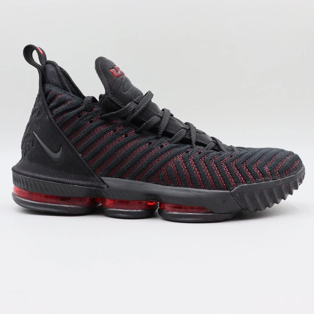 Nike LeBron 16 Fresh Bred Mens Size 12 Black Red Basketball Sneakers AO2588-002